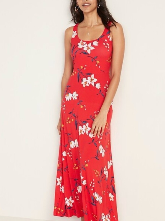 Old Navy Dresses & Skirts - NWT Old Navy Red Floral Scoop-Neck Fit & Flare Dress small petite